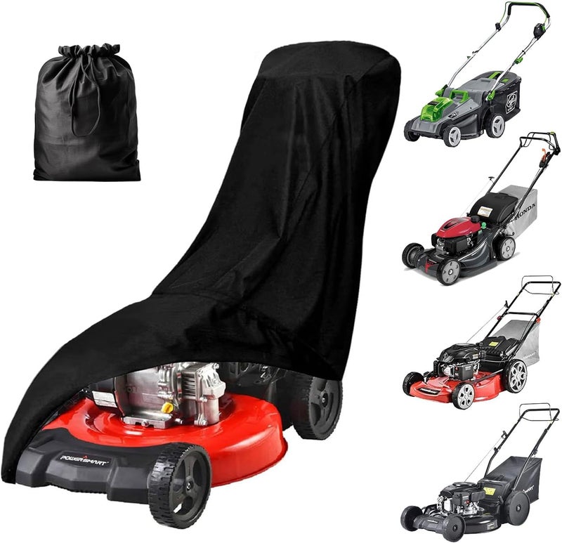 OWEEIO Lawn Mower Cover, Heavy Duty 600D Oxford, Waterproof Outdoor, Weather Resistant, Rip-Proof, Anti-UV, Raing-proof, Sun Block, Heatresistant with 1 Windproof Strap, 1 Storage Bag (Push) - Image 1